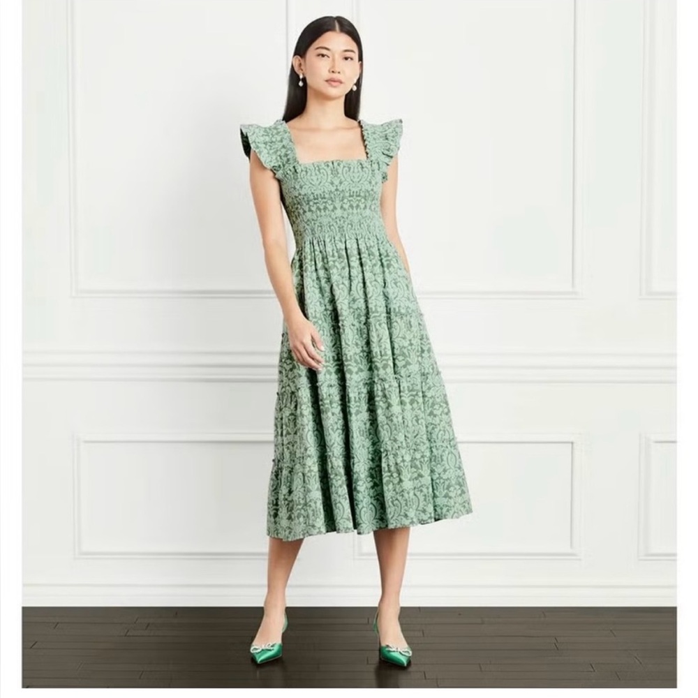 Hill House - The Ellie Nap Dress - Green Jacquard, women’s medium